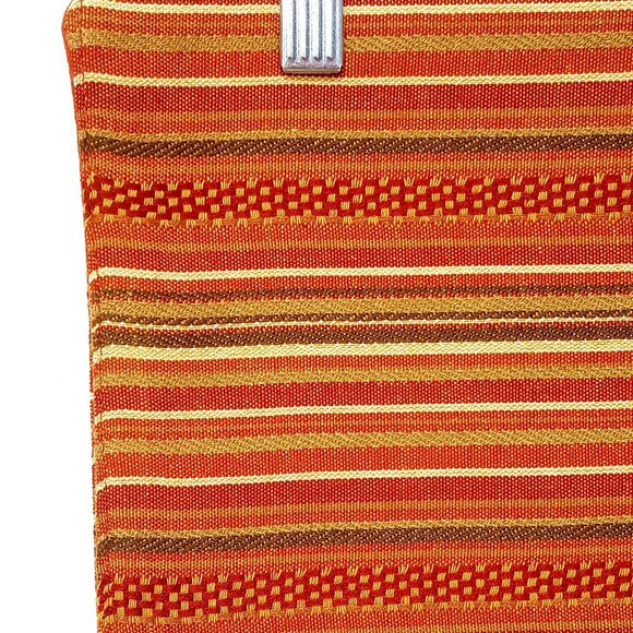 Vintage Table Placemats Set of 6 Rust Green Brown Earthtone Striped Cotton Blend - Picture 2 of 7